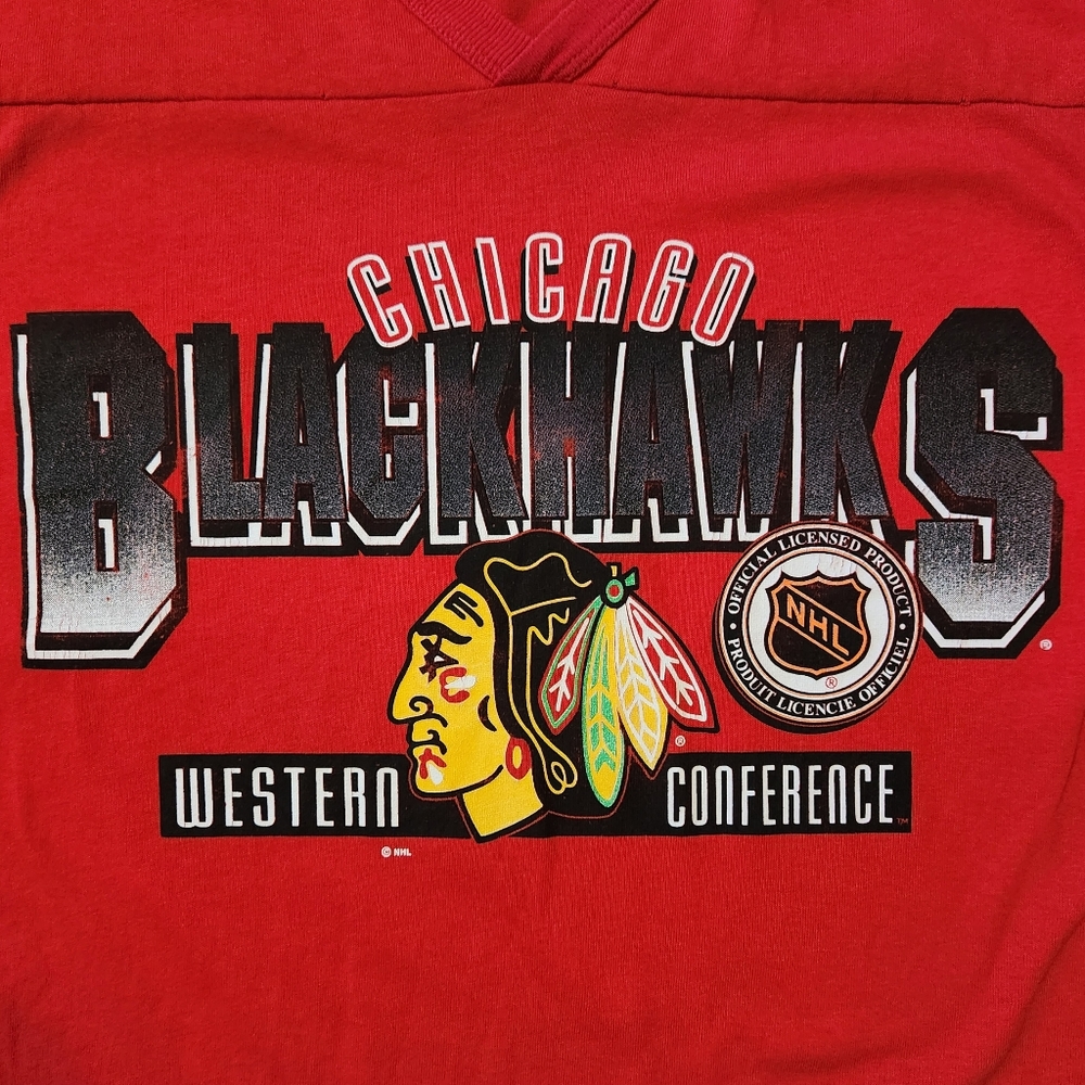Vintage 80s NHL Chicago Blackhawks Jersey Tee Large - Picture 3 of 14